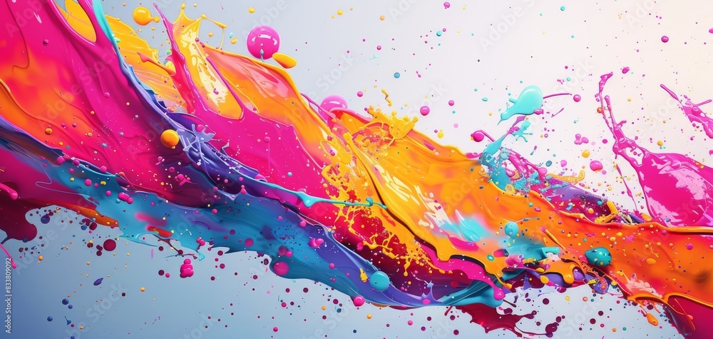 Poster create a dynamic paint splatter artwork with the concept of growth and innovation, using vibrant col