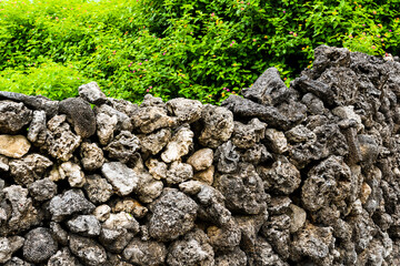 Close-up of the coral stone wall in Villages of Penghu, Taiwan.