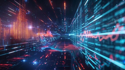 Obraz premium quantum computing powered financial market analytics engine futuristic data processing and visualization concept digital art