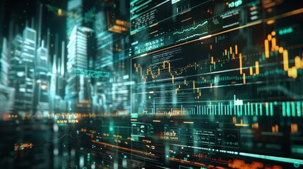 Fototapeta premium quantum computing powered financial market analytics engine futuristic data processing and visualization concept digital art