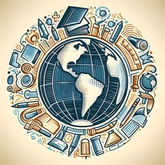 Education logo with world map