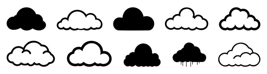 Cloud silhouette set vector design big pack of illustration and icon