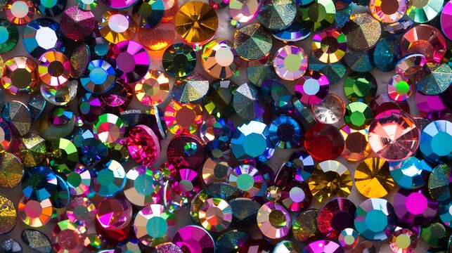 A vibrant collection of nail art rhinestones