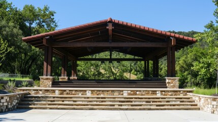 Fototapeta premium A shaded outdoor amphitheater for performances and outdoor classes.