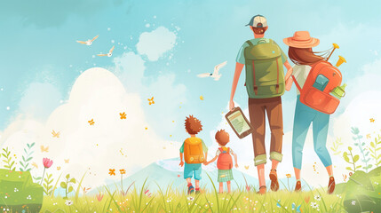 family on the meadow