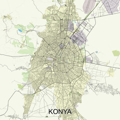 Fototapeta premium Konya, Turkey map poster art