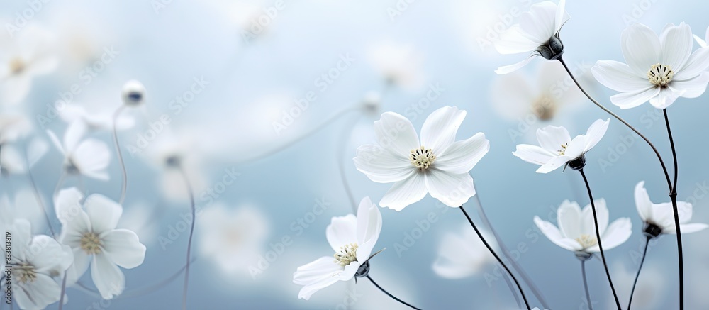 Aufkleber white flowers with a blurred background create a serene copy space image.