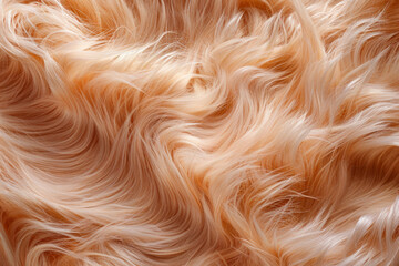 Close-up of fluffy, soft orange fur with a wavy texture. Perfect for backgrounds, textures, and...