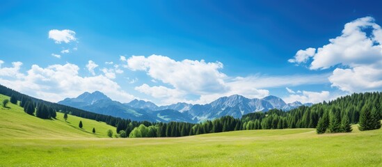 Bright summer day with clear sky in the Alpine mountains, ideal for photography with copy space image.