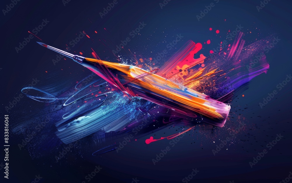 Poster generate a sleek and modern illustration of abstract art tools using a minimalist approach, focusing