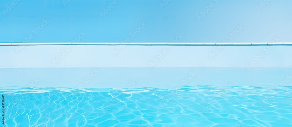 Poster Background image of a blue swimming pool with space for text or added elements is available. with copy space image. Place for adding text or design