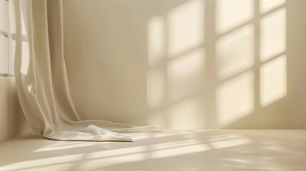 Gentle light beige background with soft window shadow, minimalistic for product presentation