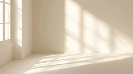 Gentle light beige background with soft window shadow, minimalistic for product presentation