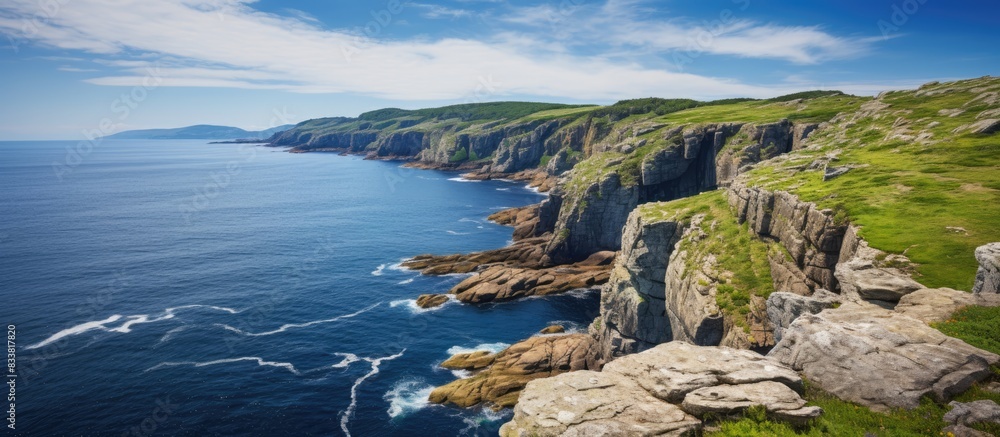 Aufkleber natural cliffs along the galician coast offer a stunning view with a copy space image.
