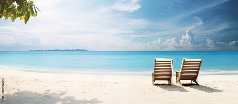Aufkleber scenic beach with a serene sea view in a tranquil setting, ideal for relaxation and leisure activiti