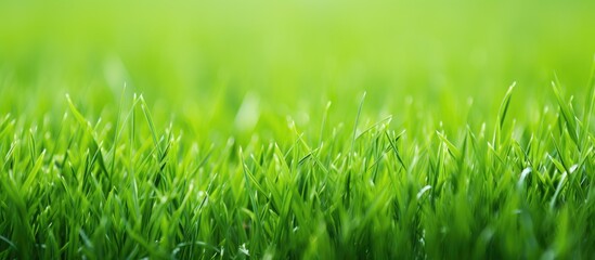 Obraz premium Close-up background of short grass on a field with copy space image.