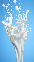 Fototapeta premium Milk splash isolated on blue background