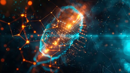 Futuristic Sci-Fi Abstract Background with Plexus Effect and Copy Space for Text