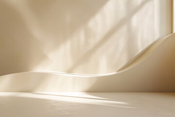 Simple abstract beige backdrop, beautiful light and shadow on wall, perfect for showcasing products