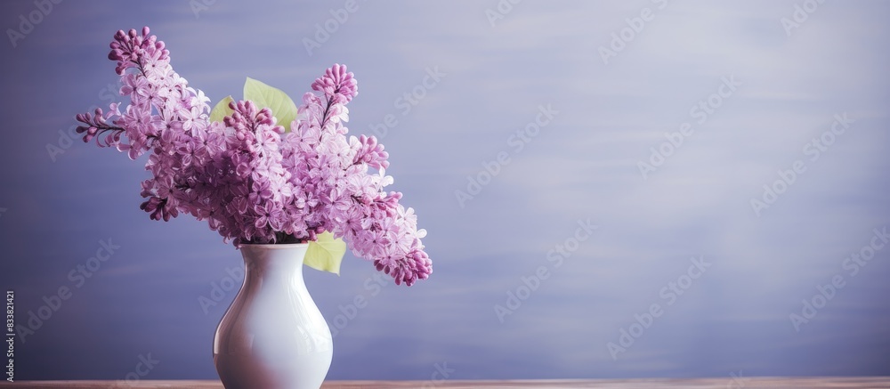 Poster toned image of a lilac in a vase with selective focus, including copy space.