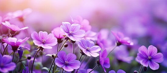 Obraz premium Vibrant purple flowers blooming beautifully in the copy space image.
