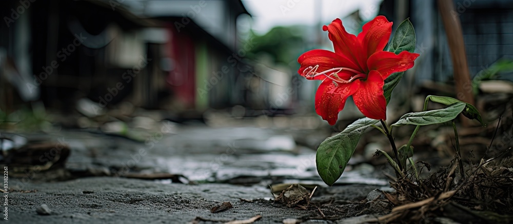 Leinwandbilder the red flower in the backyard of samarinda residents with room for text or other images. with copy 