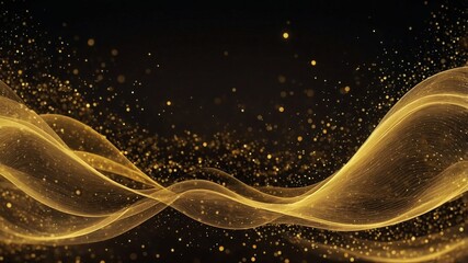 Elegant Colorful Waves of Golden Particles and Light on Dark Background for Background Wallpaper Illustration. Generative AI