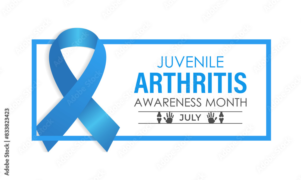 Wall mural Vector illustration Juvenile Arthritis awareness month is observed every year in July. The important symptoms of the diseases joint swelling and pain. Banner poster, flyer and background design.