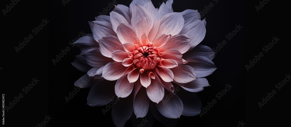 Aufkleber A flower is seen from above in a studio setting against a black background in a photograph with copy space image.