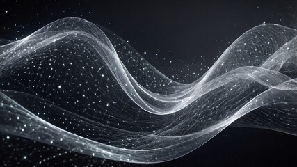 Elegant Colorful Waves of Silver Particles and Light on Dark Background for Background Wallpaper Illustration. Generative AI