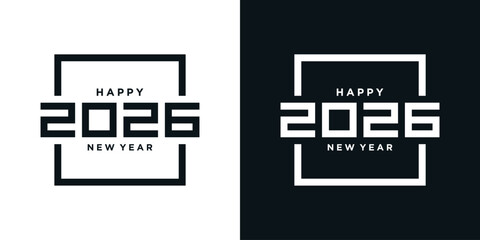 2026 Happy New Year logo text design vector trendy. Premium Vector