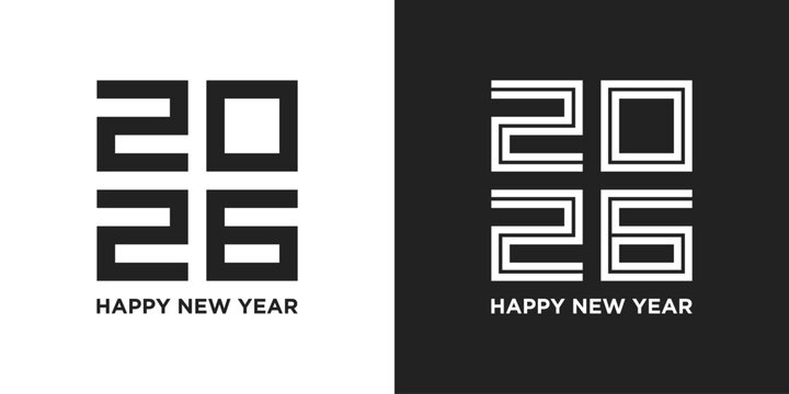 2026 Happy New Year logo text design vector trendy. Premium Vector