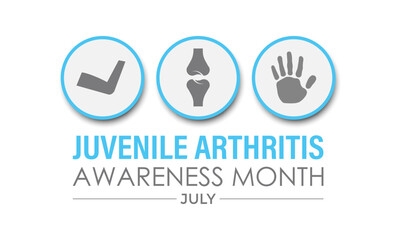 Vector illustration Juvenile Arthritis awareness month is observed every year in July. The important symptoms of the diseases joint swelling and pain. Banner poster, flyer and background design.