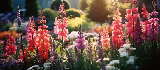 Obraz premium Gorgeous flowers in a garden setting, ideal as a backdrop for design work or as a copy space image.