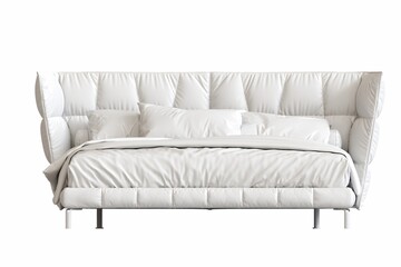 double bed isolated on white background, furniture for the bedroom interior, 3D illustration, cg render