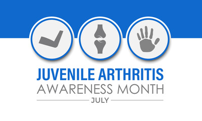 Vector illustration Juvenile Arthritis awareness month is observed every year in July. The important symptoms of the diseases joint swelling and pain. Banner poster, flyer and background design.