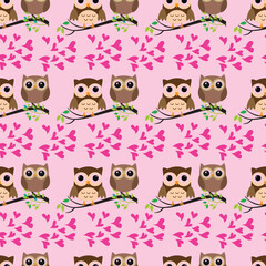 Fototapeta premium Owl Couples Seamless Vector Pattern Design (2)