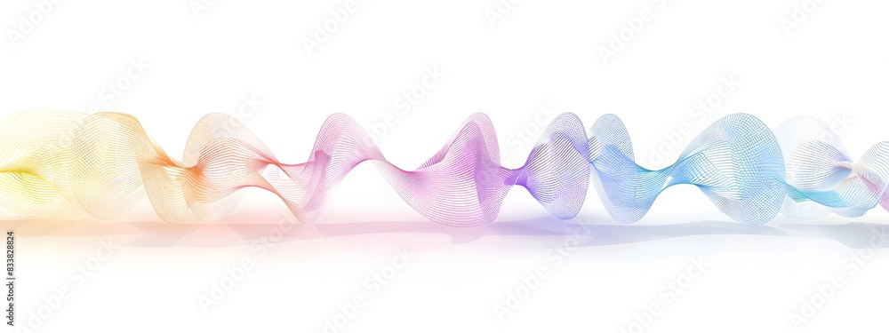 Poster luminous light wave with coherence length in 3d rendering of radiant flowing pattern