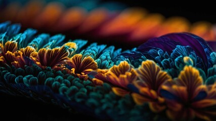 Abstract Close-Up of Vibrant Multicolored Petals with Dramatic Lighting. Generative AI