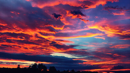 Fototapeta premium Abstract vivid sky at sunset with copyspace, 16:9, 300dpi
