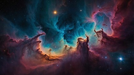 Stunning Nebula with Vivid Colors and Star-Filled Space Background. Generative AI