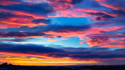 Fototapeta premium Abstract vivid sky at sunset with copyspace, 16:9, 300dpi