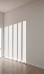 Fototapeta premium Empty wall and sun rays, minimalism and harmony in the interior. Interior design concept