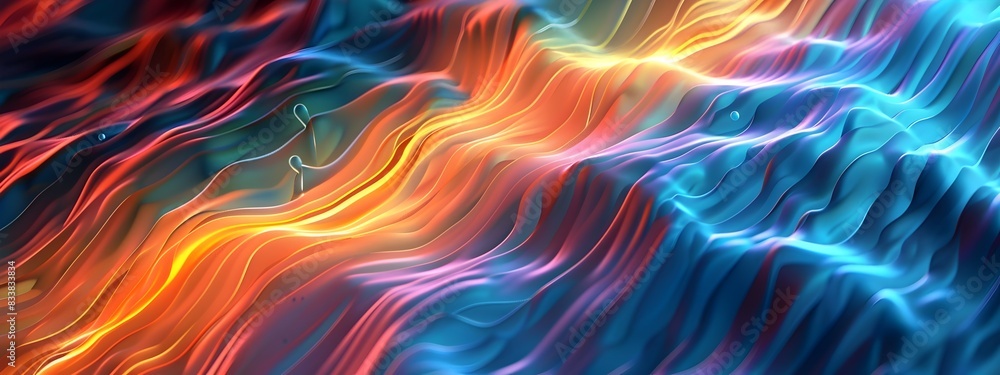 Poster captivating polarized wave visualization an immersive abstract art display of dynamic color and
