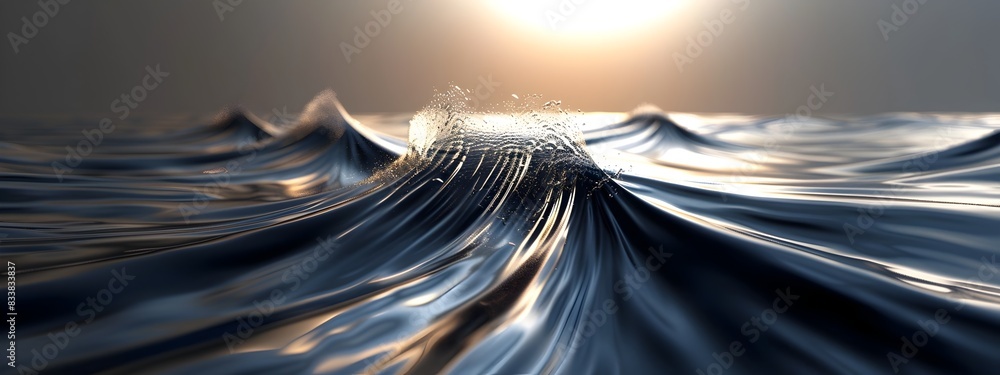 Poster captivating wave diffraction a breathtaking 3d rendered visualization of fluid dynamics and light