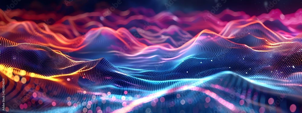 Poster electromagnetic wave propagation abstract 3d visualization of dynamic energy flow