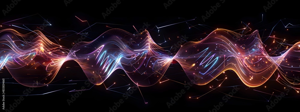 Poster electromagnetic wave propagation mesmerizing 3d rendered visualization of energy flow and motion