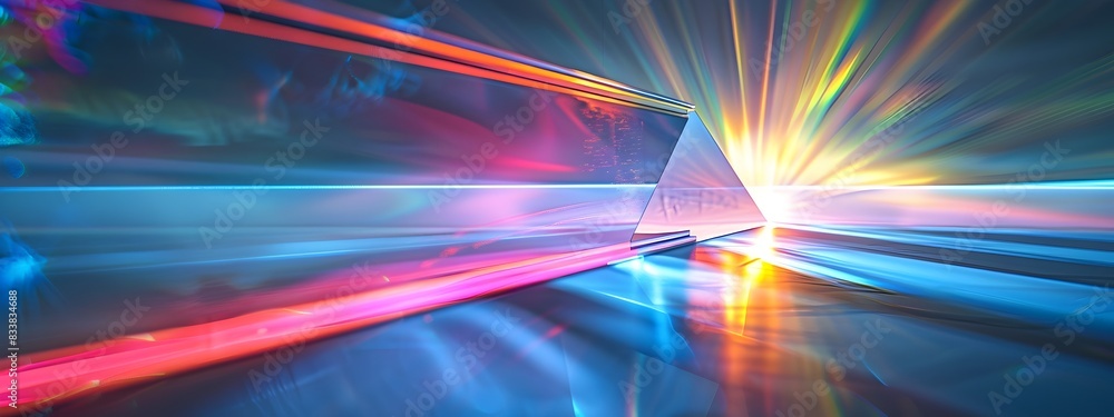 Poster prismatic radiance light waves exploding through a prism in vibrant colors