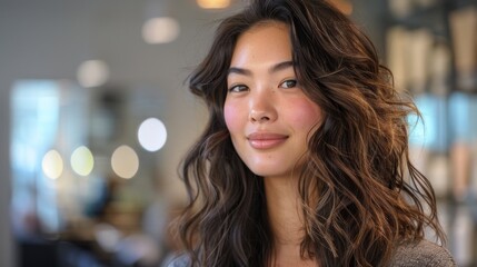 Fototapeta premium Stylist creating a textured, beachy wave look for a casual, modern style