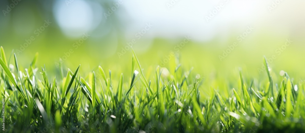 Poster Close-up background of short grass on a field with copy space image.